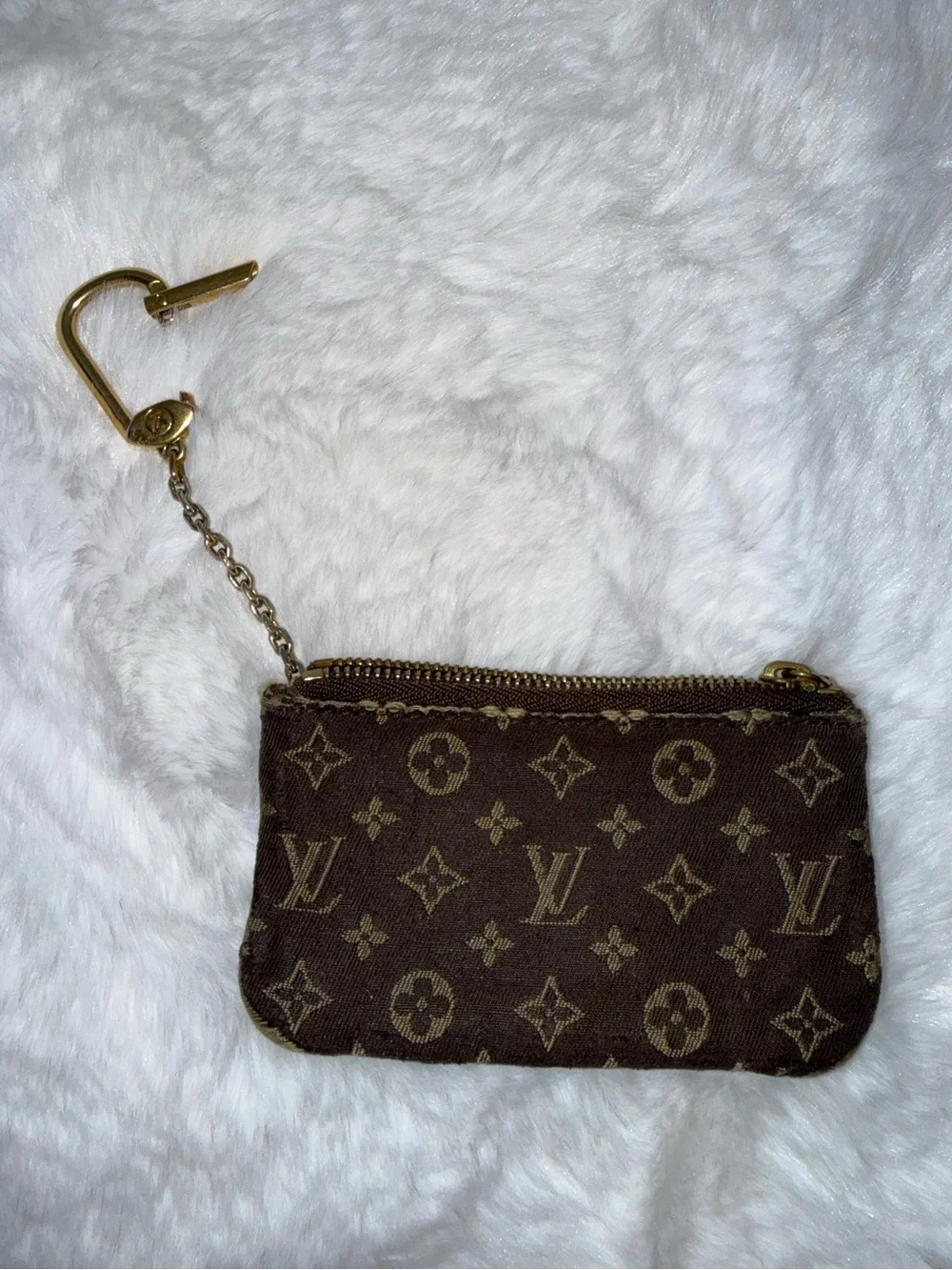 Louis Vuitton Monogram Canvas Mini Lin Key Card Pouch in Brown and Tan